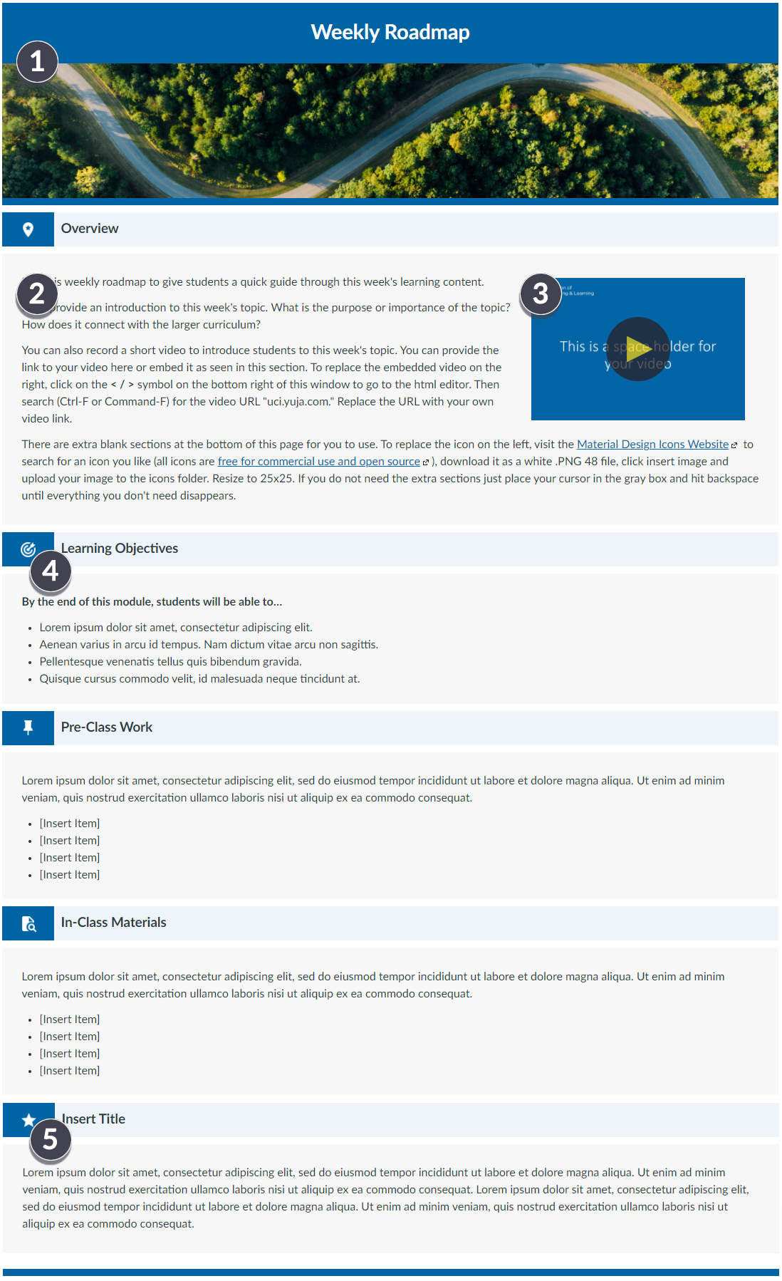 Weekly Roadmap Page